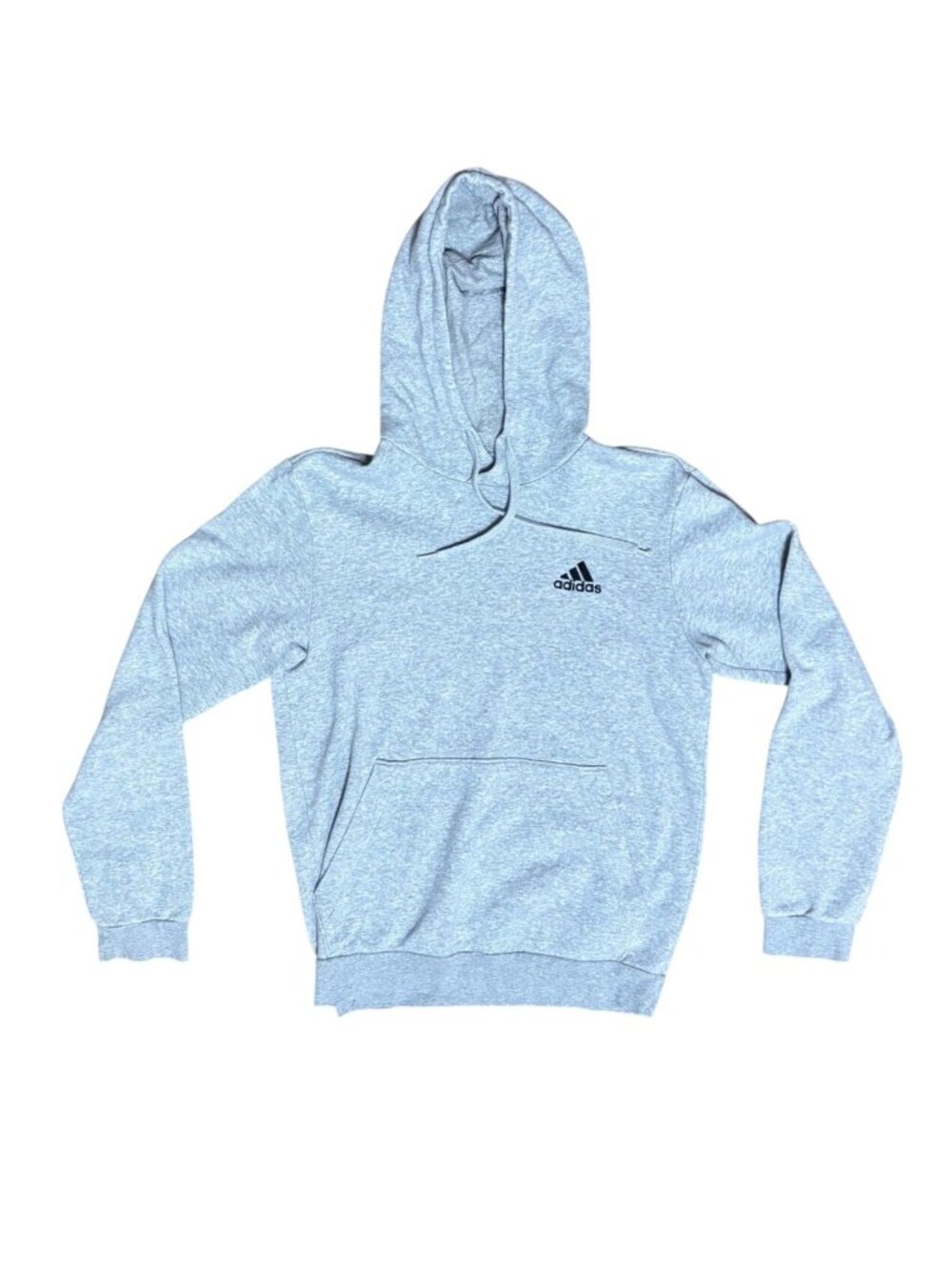 Adidas Gray Pullover Hoodie With Front Pocket & Drawstring Hood